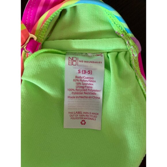 3 For $6 No Boundaries Juniors Small (3-5) Neon Stripe Bikini Top Swimsuit NOBO - Picture 3 of 4